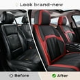 thumbnail image 5 of Coverado Car Seat Cover, Front Premium Leather Seat Protectors, Modern Cushion Universal Fit for Most Cars, Black&Red, 5 of 7