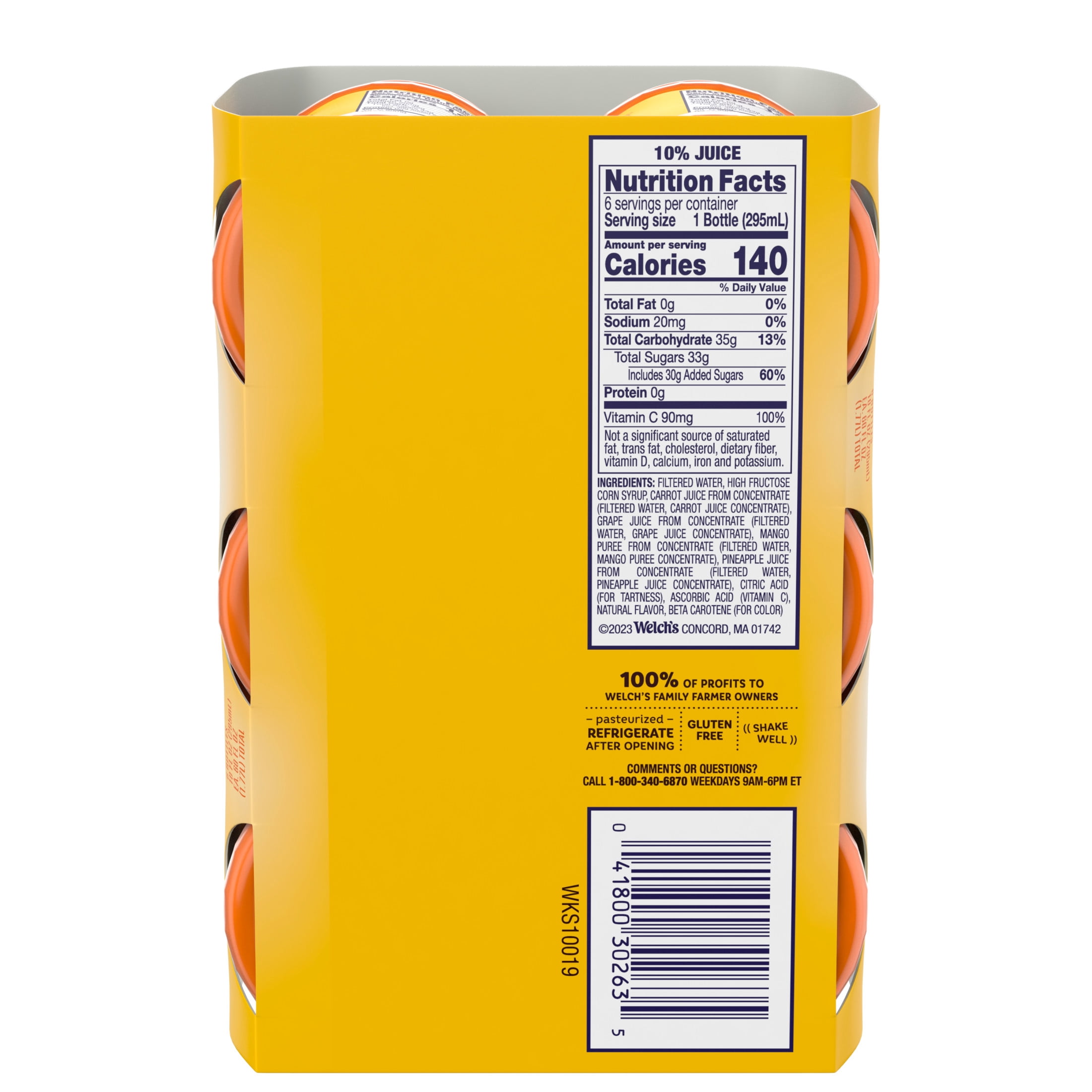 (4 pack) Welch's Mango Pineapple Juice Drink, 10 fl oz On-the-Go Bottle (Pack of 6)