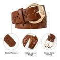 thumbnail image 4 of RISANTRY Women's Brown Leather Buckle Belt with Hollow Pattern, 4 of 6
