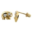 thumbnail image 2 of Precious Stars 14K Yellow Gold Cubic Zirconia Elephant Screwback Earring Studs, 2 of 4