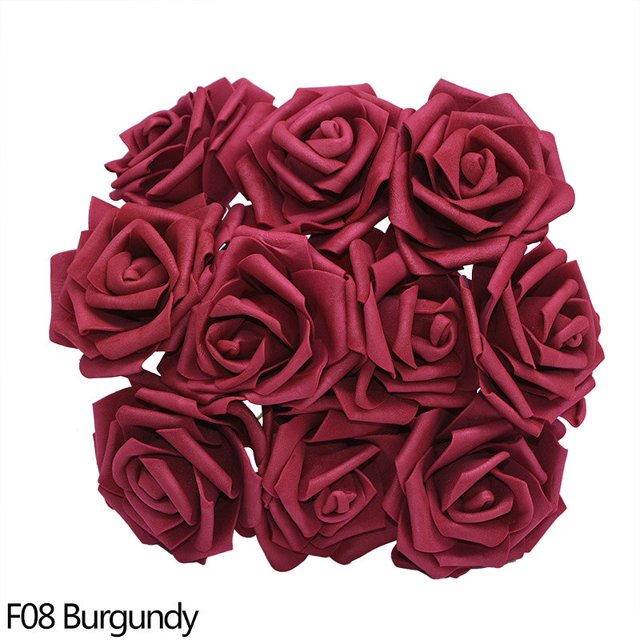 Rosa Artificial de espuma con varilla para decoración del hogar, 10/20/25/30 piezas, 8cm, ramo de decoración de boda de Arte de flores falsas para interior