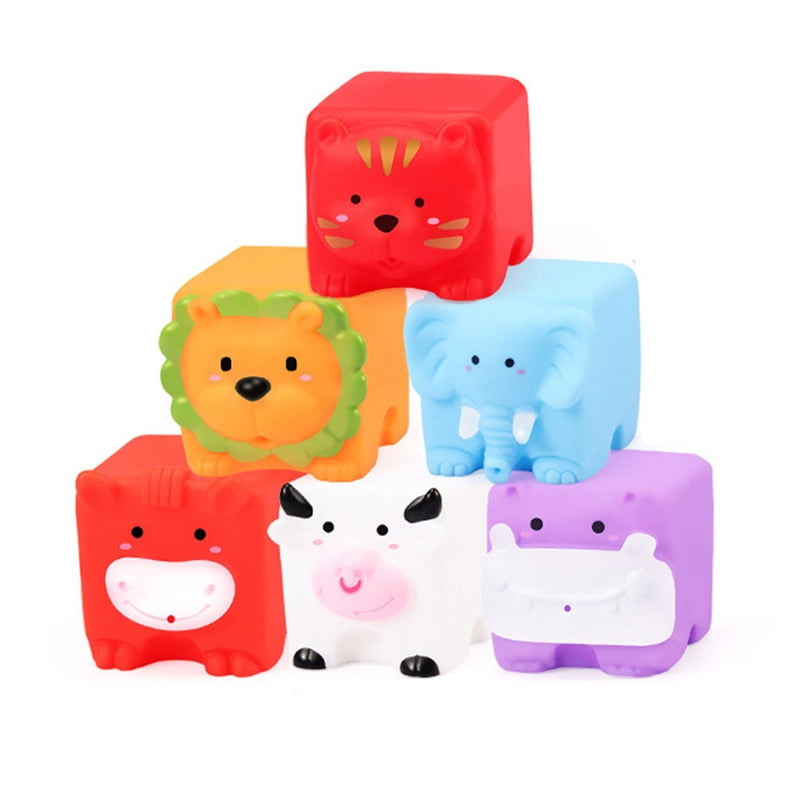 6pcs/set Cartoon baby bath toys High quality Vinyl Educational Rattle toy for 0-4 years Newborn baby Water spray toys