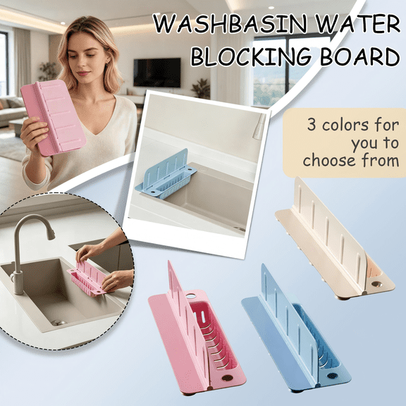 Kiddiway Sink Splash Guard – Extended Length & Tall Silicone Kitchen Sink Splash Guard with Overhang Drainage Design, High Splash Wall & Strong Suction Cups for Countertop ,Beige