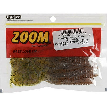 Phoenix Worms - Zoom U-Tail Worm, Pumpkin Chartreuse, 20ct