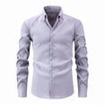 thumbnail image 4 of COSFO Long Sleeve Men Button Down Shirt Gray Dressy Business Collared Shirts Wedding Classic Fit Shirts for Men, 4 of 4