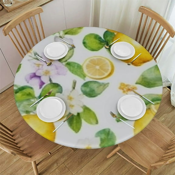 Round Tablecloth Elastic Fitted Edge Table Cloth Round