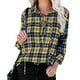 thumbnail image 3 of Blusa Cuello vuelto Tapeta Cordón delantero Casual Rejilla suelta Tops para mujer Amarillo XL, 3 of 6
