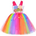 thumbnail image 4 of Vestido de tul con forma de piruleta para niña, vestido de tul con diseño de arcoíris para fiesta de cumpleaños de niña, disfraz de carnaval y Halloween para niña, vestido de princesa, 4 of 5