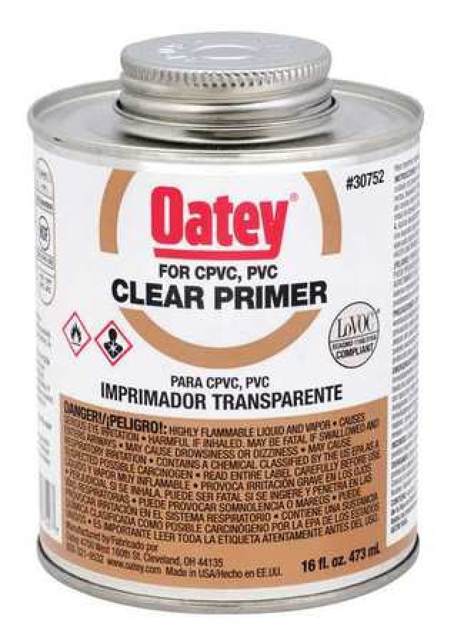 OATEY 30752 PVC Primer,Clear,16 oz.