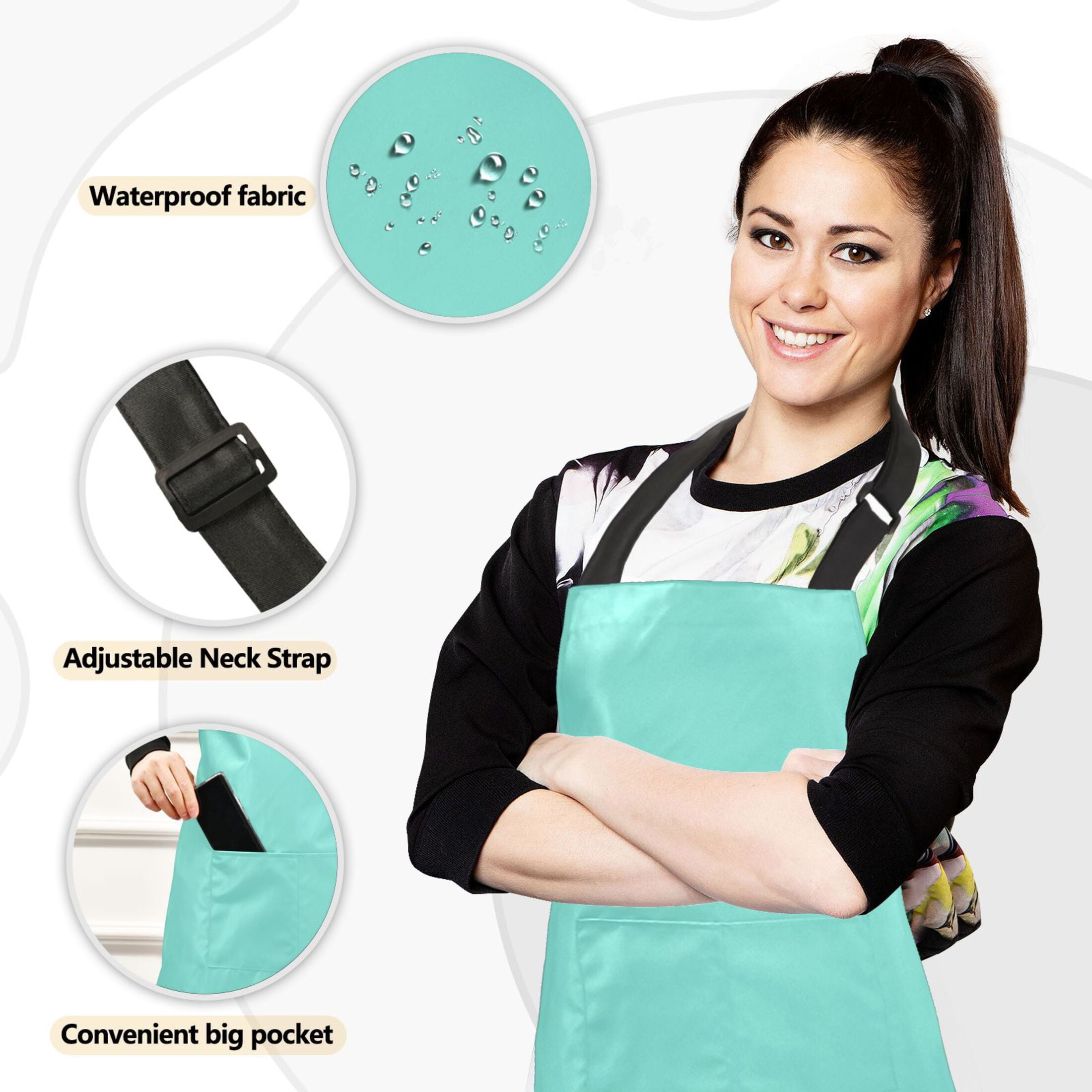 Calamine Blue 5 Pcs Kitchen Set Heat Resistant Oven Mitts and Non-Slip Pot Holders with Adjustable Cooking Apron