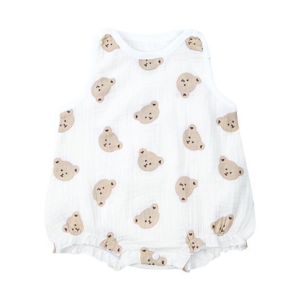 Gibobby Pañalero de algodón Bebé Niño Lindo Estampado Animal Sin Mangas 1 Piezas Romper Delgado Y Abierto Algodón Orgánico(BG2, 0-3 Meses)