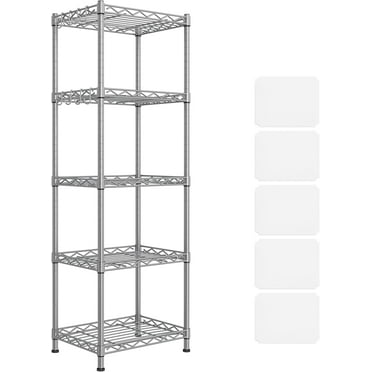 Kitchen Shelf, Metal Shelves, 5-Tier Wire Shelving Unit, Narrow Storage Rack, Silver