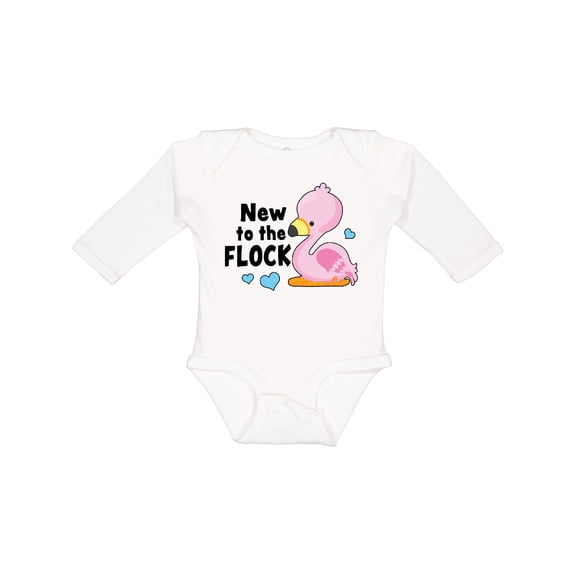 Inktastic New to the Flock Cute Baby Flamingo Boys or Girls Long Sleeve Baby Bodysuit