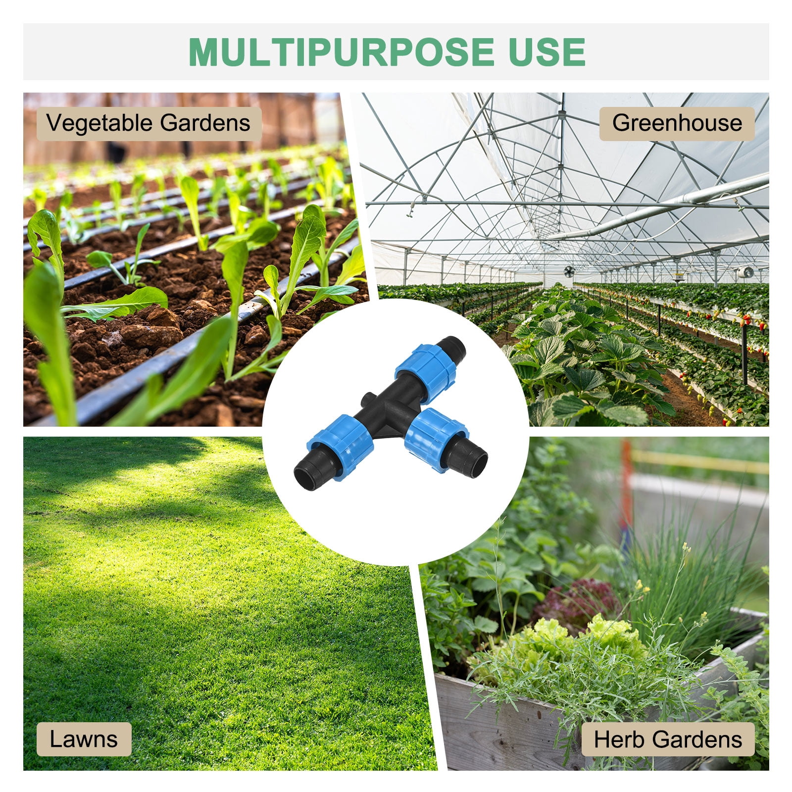 Uxcell 20-Pack Drip Tape Irrigation Tubing 3 Way Tee, for 16-17mm Tubing Irrigation Coupling Barbed Locking Fitting Tubing Connector