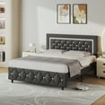 thumbnail image 7 of 4 EVER WINNER Queen Bed Frame, Upholstered Platform Bed Frame with Headboard and Footboard, Diamond Headboard and Footboard Design, Gray, 7 of 7