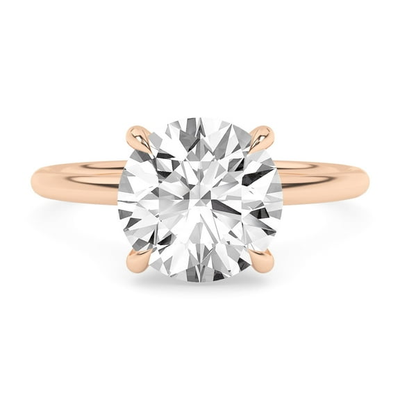 AFFY 4-Prong Solitaire Engagement Rings For Women, 2.00 Carat (ctw) Round Lab Created Moissanite Promise Ring For Her In 925 Rose Gold | VVS1 Quality 2ctw Ring Size-10