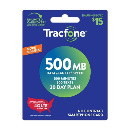 TracFone $15 Smartphone 500 MB Plan (Email