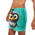 thumbnail image 6 of BRGZLK Mens Beach Shorts Summer Drawstring Waist Funny Big Eyed Bird Expression Print Summer Swim Trunks Novelty Beachwear Vacation Shorts with Pockets, 6 of 6