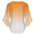 thumbnail image 6 of Aesthetic Orange And White Gradient Women's V-Neck Blouse With 3/4 Ruffled Bell Sleeves Casual Top Ladies Blouses, 6 of 7