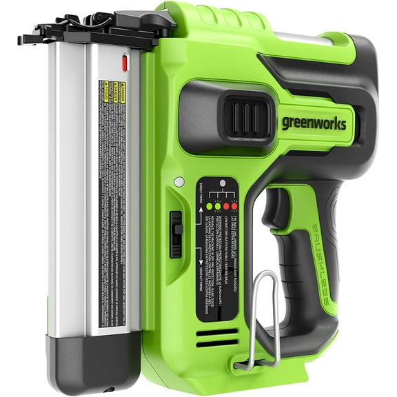 Greenworks 24V 18GA Brushless Brad Nailer, Cordless Staple Gun, Tool Only