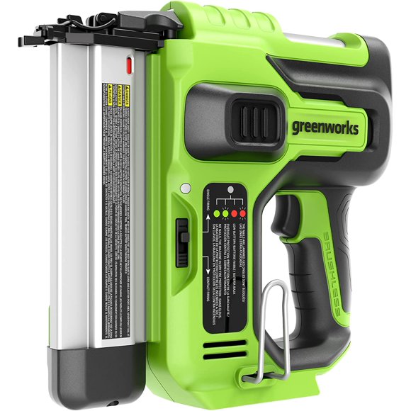 Greenworks 24V 18-Gauge Brushless Cordless AirStrike Brad Nailer (Tool Only), Green