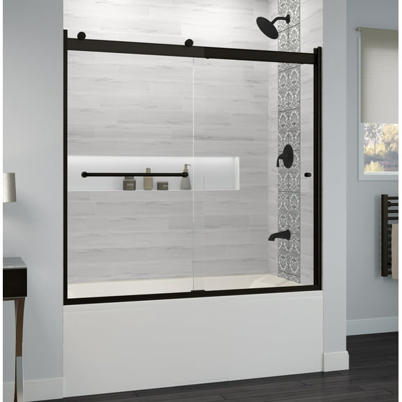 Basco RTLH05B6057CLWI Rotolo 57" High X 60" Wide Bypass Semi Frameless Tub Door - Black