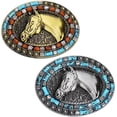 thumbnail image 1 of 2 hebillas de cinturón de toro de cuerno largo, estilo vaquero occidental, estilo rodeo texano, para hombre, accesorio vaquero, regalo para novio, bronce., 1 of 7