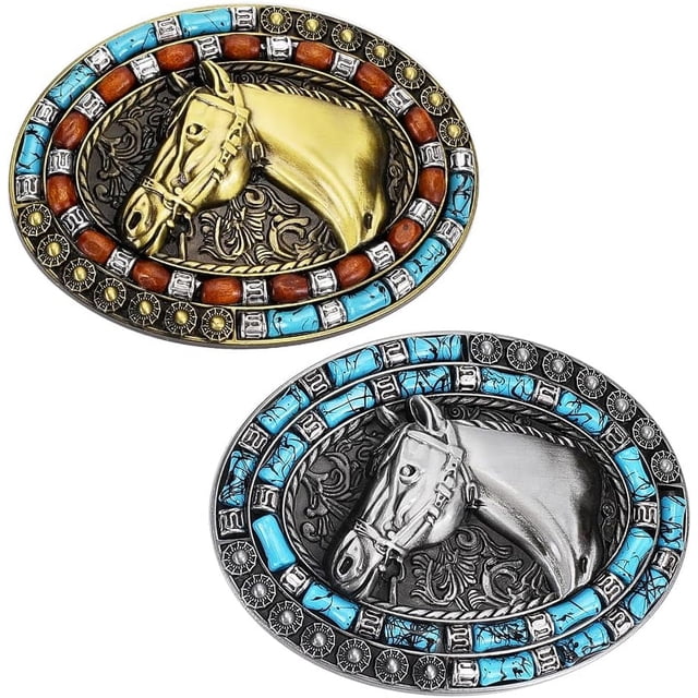2 hebillas de cinturón de toro de cuerno largo, estilo vaquero occidental, estilo rodeo texano, para hombre, accesorio vaquero, regalo para novio, bronce.