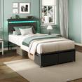 thumbnail image 2 of Tydimor Twin Size Bed Frame with 2 Drawers & LED Lights & Charging Station, Beds with Headboard & 10.10" Under Bed Storage, No Box Spring Needed, Easy Assembly, Black, 2 of 9