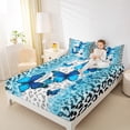 thumbnail image 4 of jejeloiu Leopard Queen 4-Piece Microfiber Blue Sequin Butterfly Girls Kids Sheet Set, 4 of 7