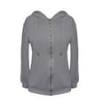 thumbnail image 5 of Zip Up Sweater Hoodie, Yigetop Ladies' Sweatshirts for Women Long Sleeve Lightweight Casual Pure Color Knitted Zipper Hoodies Sweater Knit Zip Up Sweater, Grey M, 5 of 7