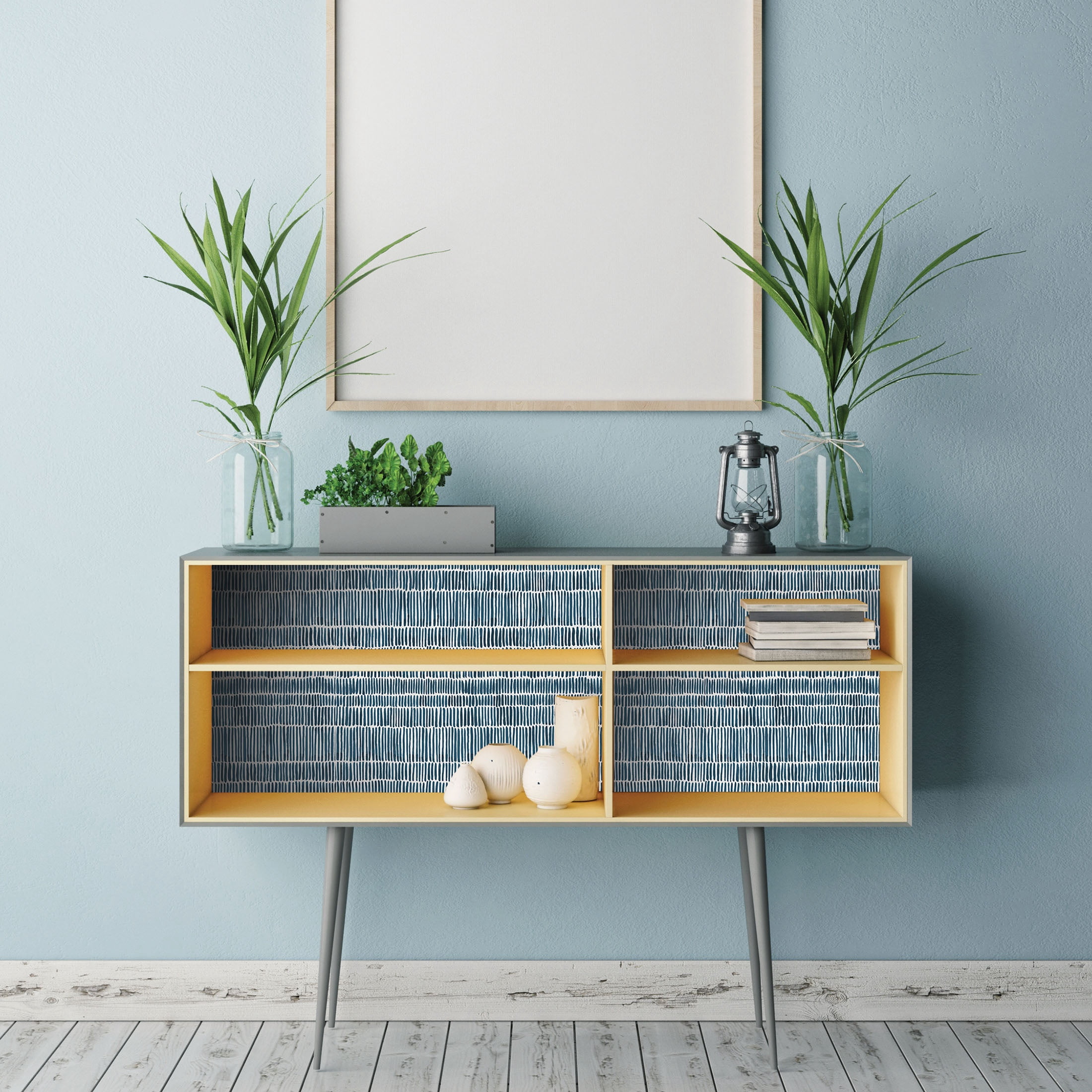 Mainstays Blue Sketched Lines, Peel and Stick Wallpaper 13.35 Sq. Ft.