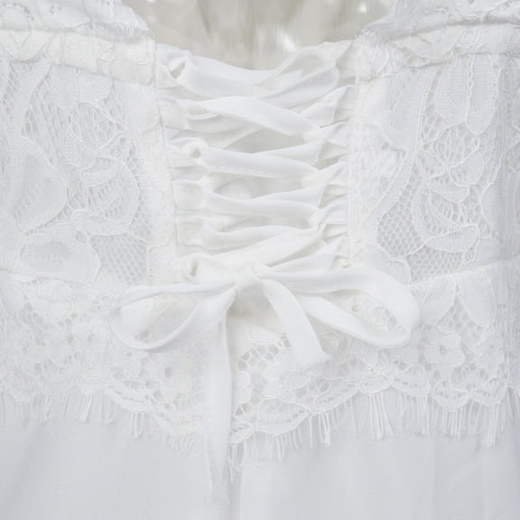 FENGGUIQU White Lace Bridal Gown for Women, Breathable and Skin-Friendly Fabric, Ideal Wedding Dress for Special Occasions