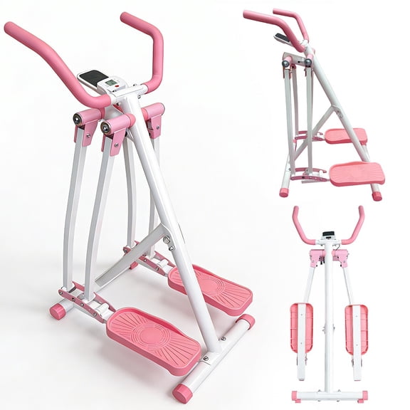 Air Walk Elliptical Machine - Foldable Cardio Cross Trainer Glider for Full-Body Low-Impact Exercise with LCD Display Ideal