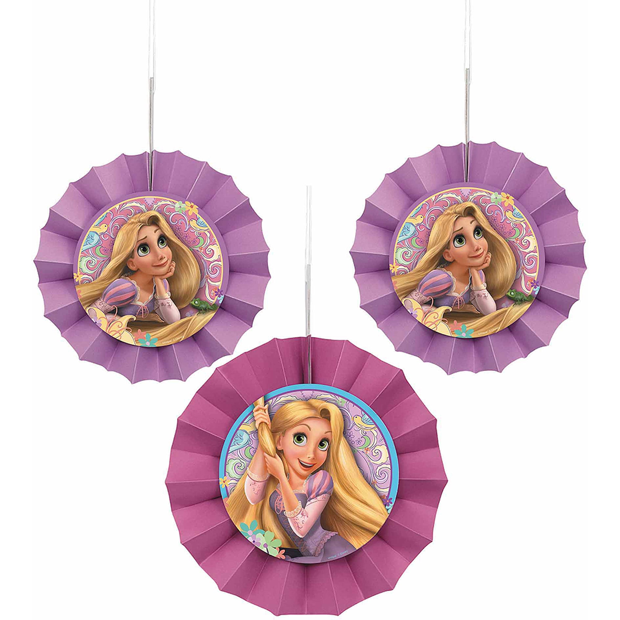 Unique Industries Assorted Colors Birthday Round Shaped Paper Hanging Pom Poms, 3 Count