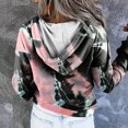 thumbnail image 4 of Women's Button Drawstring Pocket Casual Long Sleeve Tie Dye Gradient Print Hoodie Sweatshirt Tunic Length Sweatshirt Tunic Hoodies Women Long Tunic Hoodies Women up Sweatshirt Thick Womens Hoodies, 4 of 5