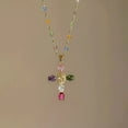 thumbnail image 4 of Rainbow Cross Pendant Necklace Colorful Shiny Rhinestones Charm Necklace Dainty Faith Cross Pendant Necklace Faith Christian Costume Accessories Jewelry for Women(A), 4 of 7