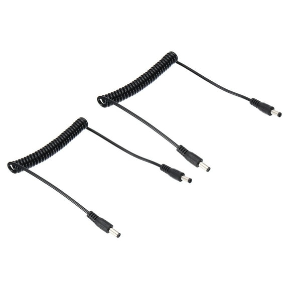 Uxcell 5Ft 5.5mm x 2.1mm Male to Male DC Power Cable, 2 Pcs Wire Adapter Coiled Extension Cable Cord