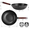 thumbnail image 4 of 12.8" Carbon Steel Wok-11Pcs Woks & Stir Fry Pans Wok Pan with Lid, No Chemical Coated Chinese Woks with 10 Cookware Accessories, Flat Bottom Wok for Electric, Induction,Gas Stoves, 4 of 7