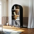 thumbnail image 5 of HIUU Black Arched Bookcase,Wooden 3 Tier Bookshelf,Rounded Black Bookshelf,Arched Kitchen Pantry Cabinet,Tall Display Cabinet for Living Room,Dining Room, 5 of 9