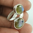 thumbnail image 3 of Genuine Labradoratie Stackable Round Ring, 2 Stone Blue Fire Ring, Dainty Ring, Cocktail Adorable Ring, Bohemian Pinky Good Friday Gift, June Birthstone Stunning Ring (Labradorite, Size 7), 3 of 6