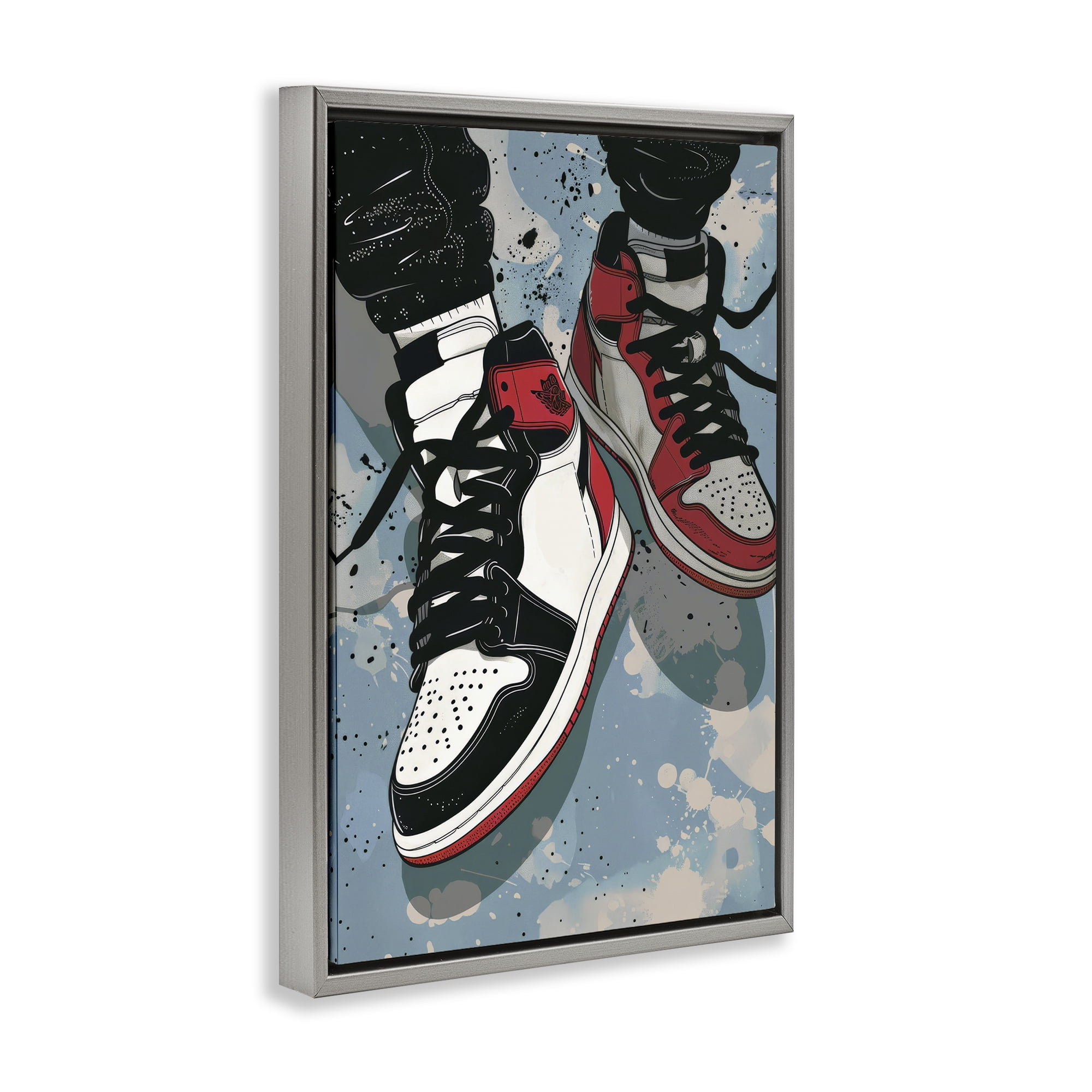 Stupell Industries Casual Streetwear Sneakers Gray Framed Floater Canvas Wall Art, design by Ray Powers