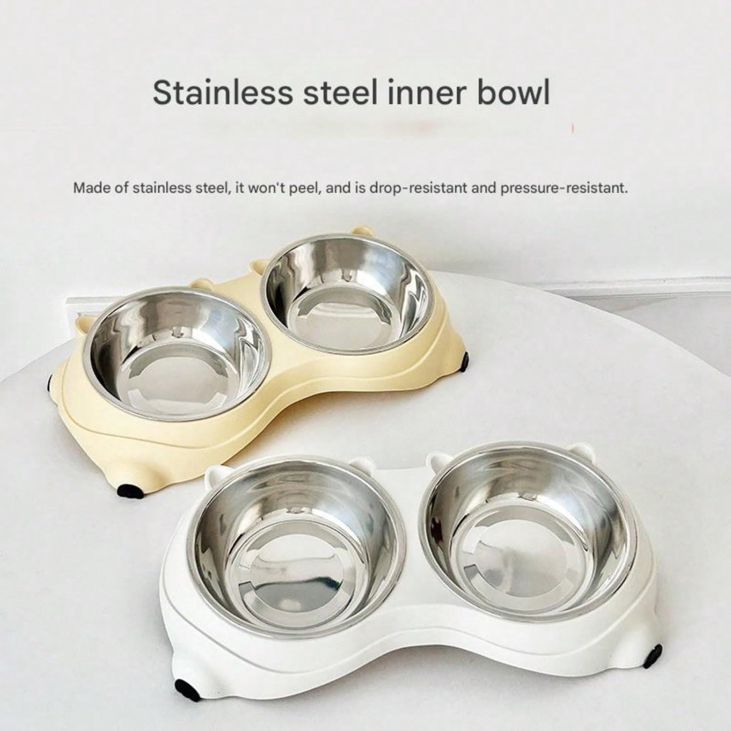 Stainless Steel Pet Bowl, Tilted Anti-Slip Feeding Station for Cats & Dogs, Easy to Clean & Helps Prevent Dark Chin (Gray, 600ml)