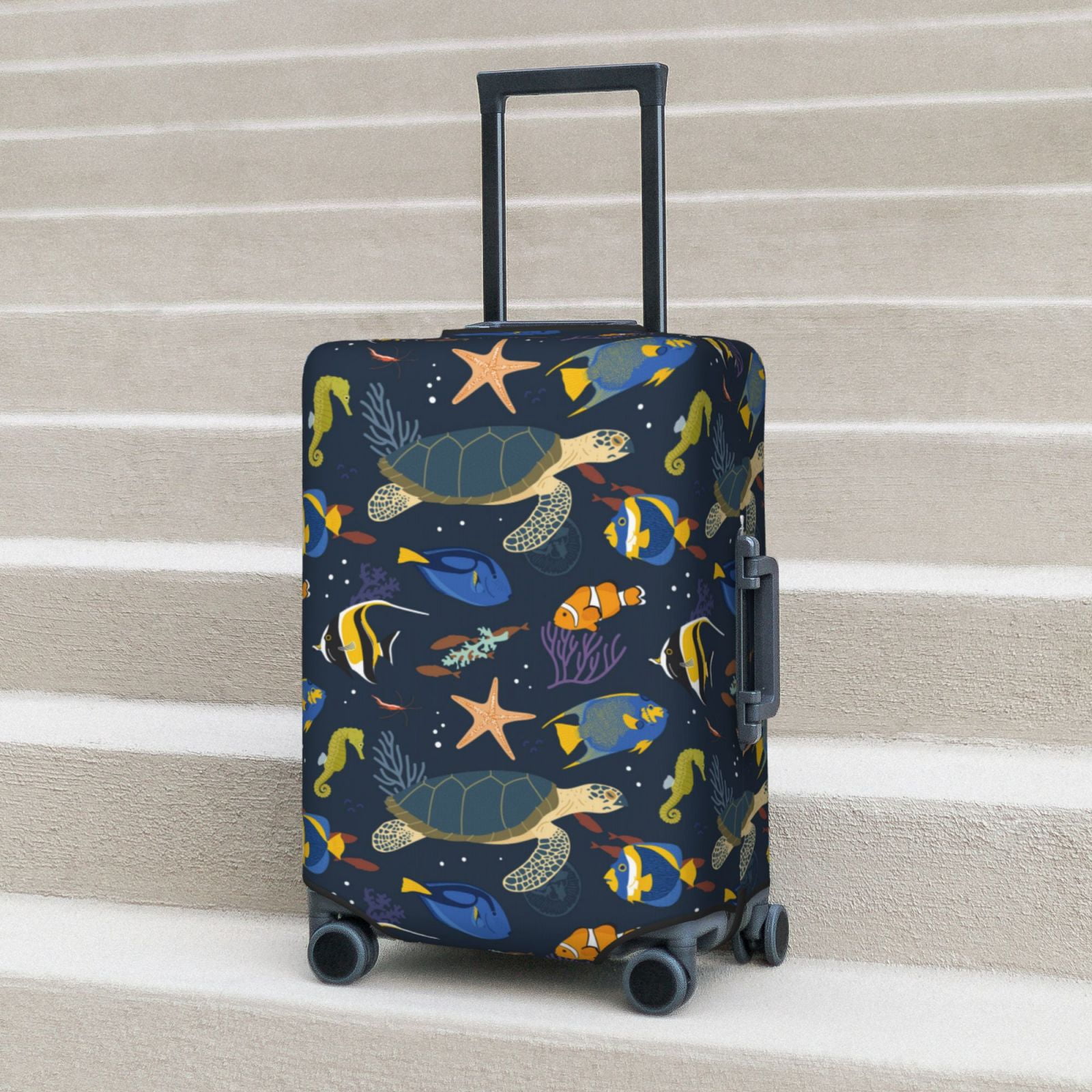 Vsdgher Undersea Animals Print Luggage Cover Washable Suitcase Cover Protector Anti-scratch Suitcase cover Fits 18-32 Inch Luggage