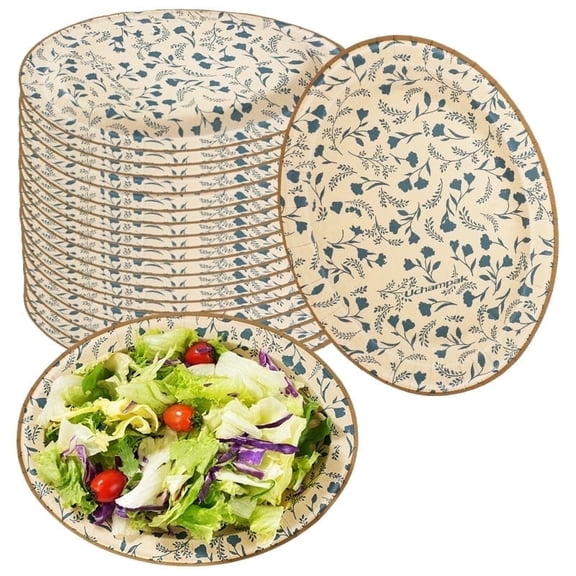 Verdelife Disposable Paper Plates, 8.5'' Vintage Floral Plates 50 Count, Plates for Tea Party, Baby Shower, Bridal Shower, Birthday, Wedding and Any Celebration