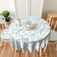 thumbnail image 5 of Watercolor Blue White Grey Leaves Round Tablecloth 60 Inch Teal Gray Woodland Leaf Table Clothes Spring Summer Waterproof Reusable Circle Table Cover for Picnic Party Dining Room Home Decor, 5 of 6