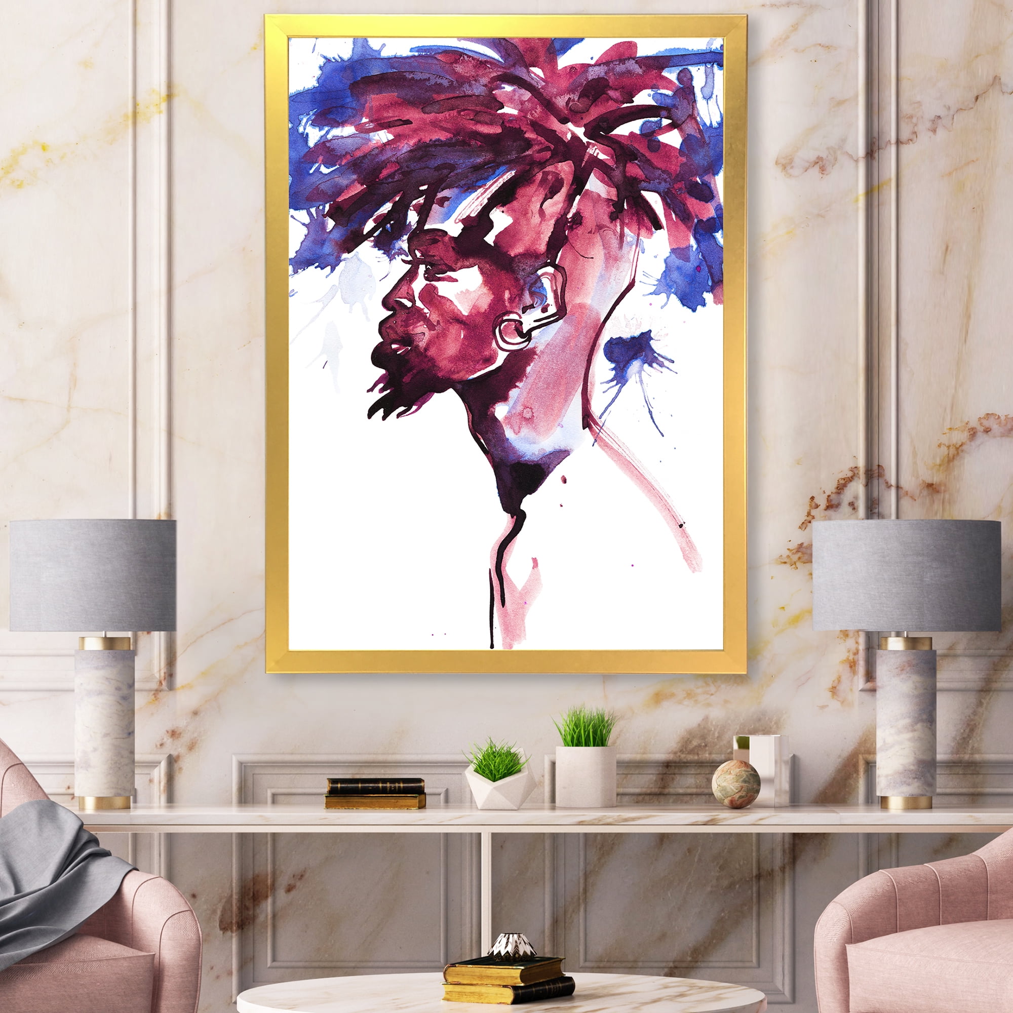 Designart 'Fashion Portrait of Handsome African Man' Modern Framed Art Print