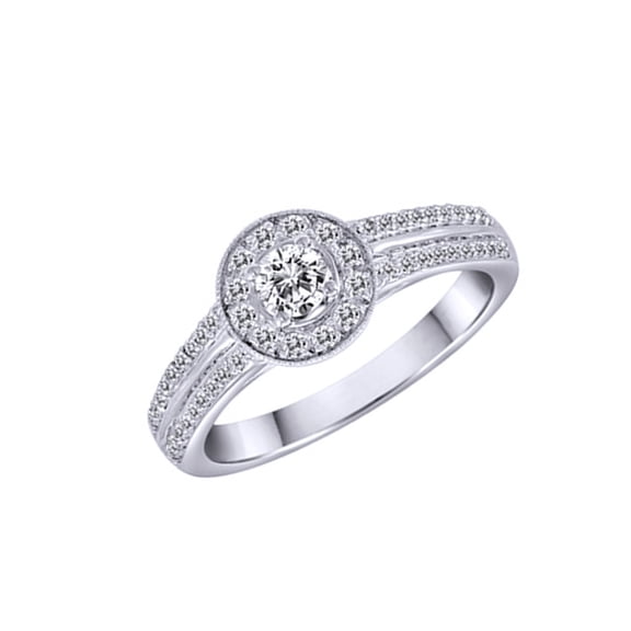 AFFY White Natural Diamond Promise Ring In 10k White Gold (0.5 Cttw)