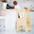thumbnail image 4 of Costway Toddler Kitchen Step Stool with Activity Chalkboard Adjustable Height & Safety Rail Beige, 4 of 9