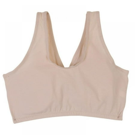 

Women Solid Seamless Breastfeeding Bra French Style Front Cross Deep V Sexy Soft Wild Bra Beige M